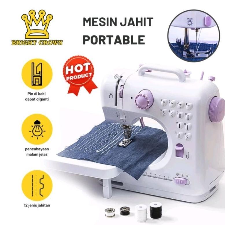 Terlaris Mesin Jahit Mini Portabel 505A Multifungsi 12 Pola mesin Jahit Listrik Pakaian Jahit Tangan