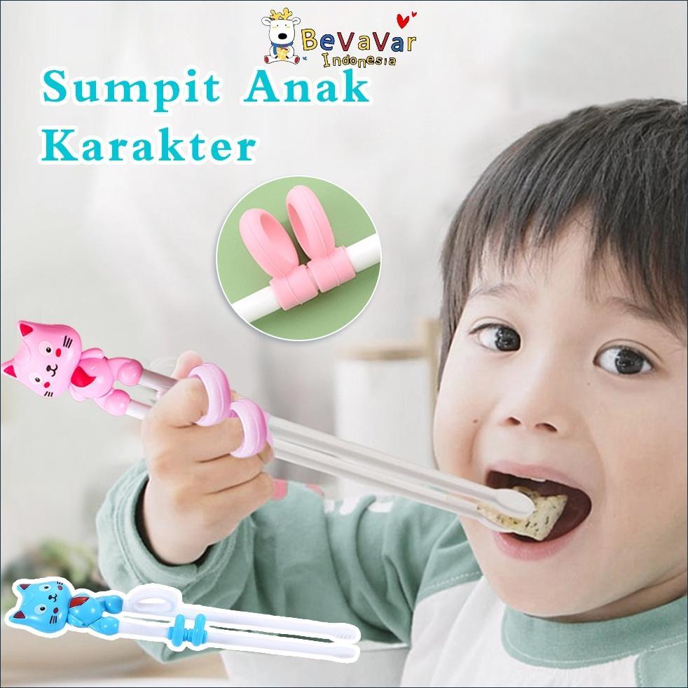 BEVAVAR Sumpit Belajar Bayi Model Kucing Peralatan Makan Anak Bayi Belajar Makan Children Training C