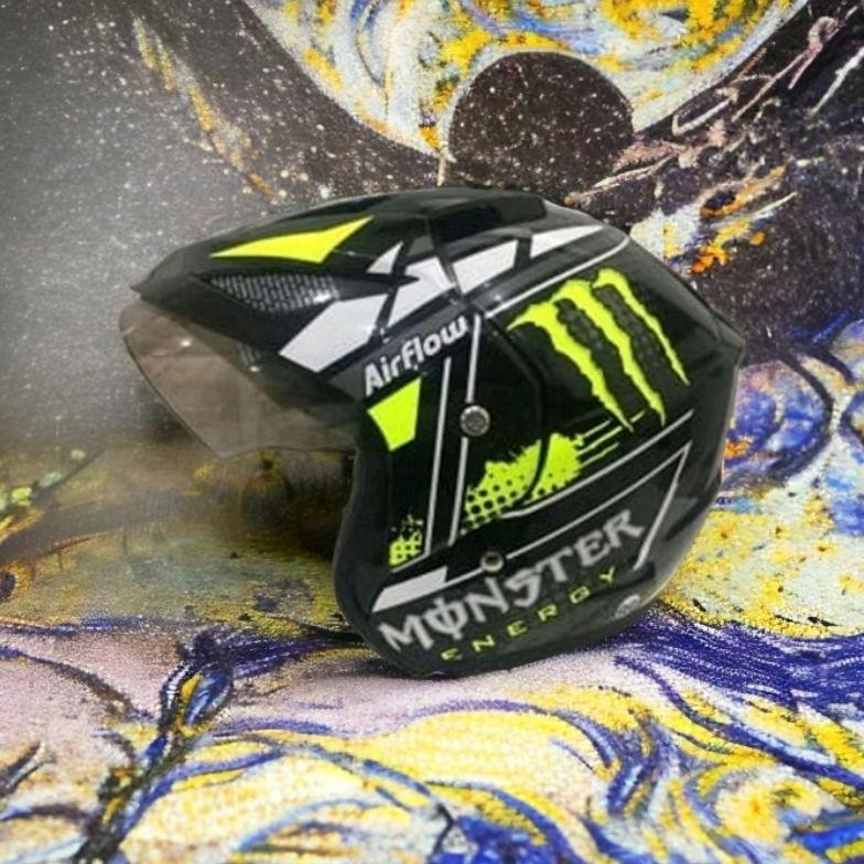 Terlaris Helm Helem Monster BXP Ori SNI Warna Abu - KUNING