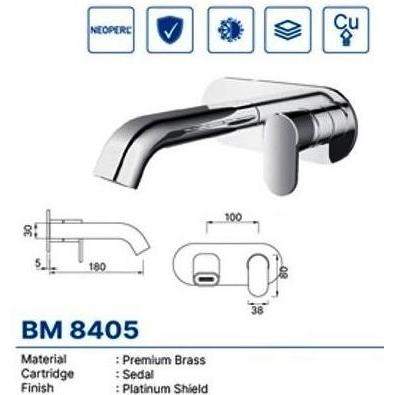 BASIN MIXER DEKKSON BM 8405 CP Keran Air Tembok Kuningan Mix Panas Dingin Wastafel Dekson BM 8405 Br