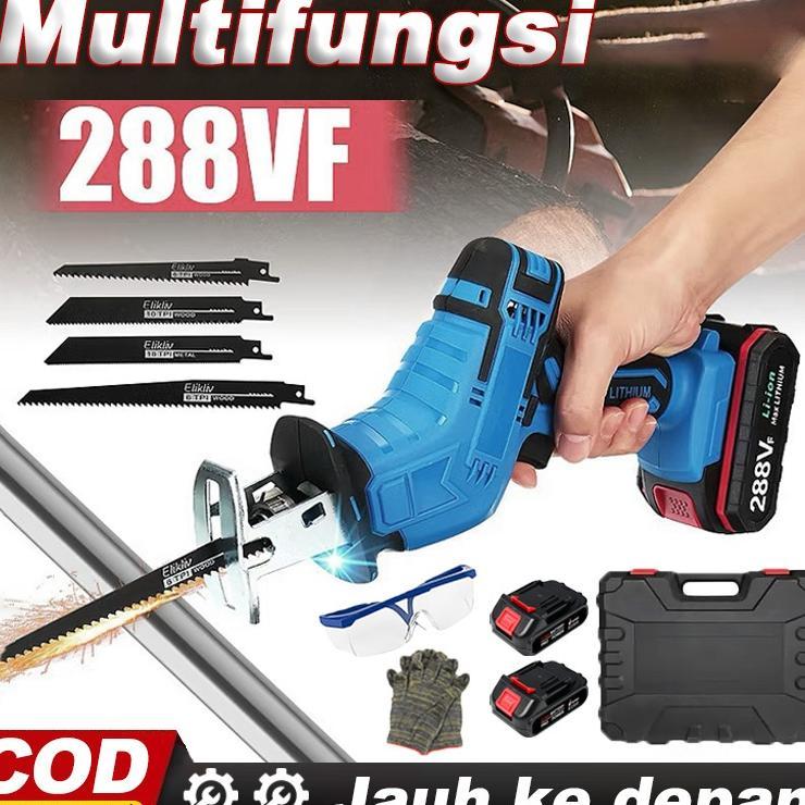 Effort Gergaji Mesin Mini Multifungsi Reciprocating Saw Gergaji Baterai Pemotong Listrik Kayu Logam 