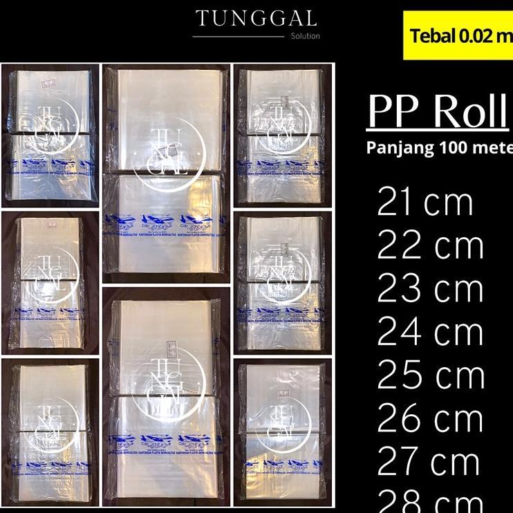 Plastik Pp Roll Cap Jet - Panjang 100 Meter, Tebal 0.02 Mm. Plastik Transparan Bening; Plastik Roll 