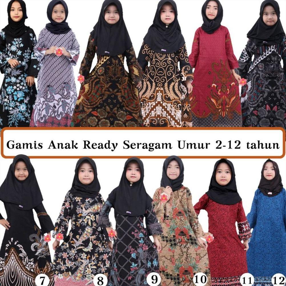 Saless Baju Gamis Batik Anak Perempuan Umur 3-12 Tahun Modern / Drek Kondangan Pesta Anak Cewek