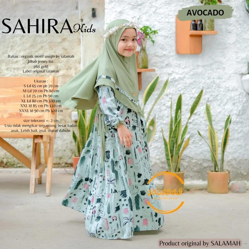 Gamis Anak Sahira Kids Plus Jilbab List Dan Plat Gold | Usia 2 3 4 5 6 7 8 9 11 - 15 Tahun | By Sala