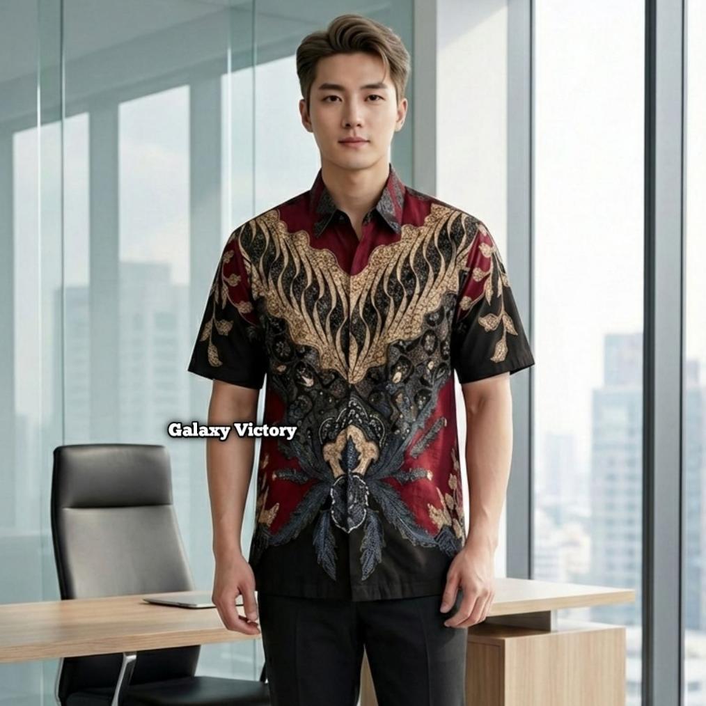 Berkualitas Baju Batik Pria Lengan Pendek Exclusive Modern Halus Katun Premium Seragam Pesta Pernika