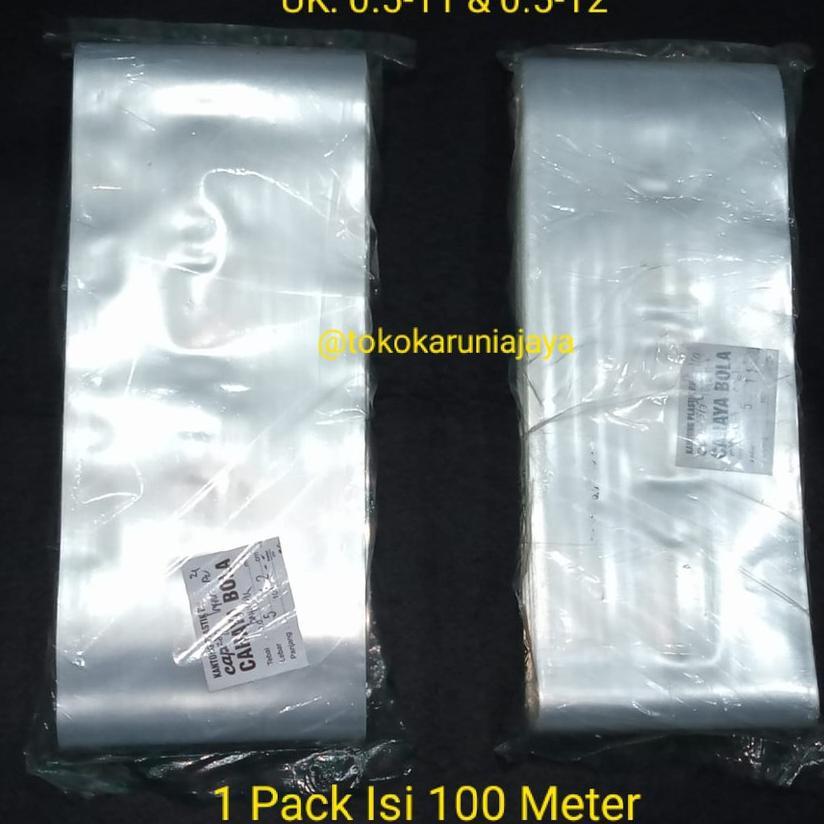 Plastik Pp Roll Tebal 0.5 Micron Ukuran Lebar 10 Cm, 11 Cm Dan 12 Cm (Merk Cahaya Bola / Isi 100 Met