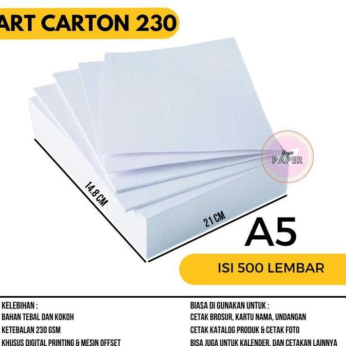 Art Carton 230 gsm A5 isi harga 500 lembar / Art Carton A5 230 gsm