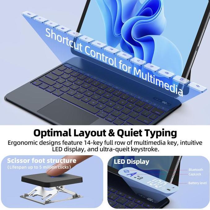 GOOJODOQ Lightweight Magic Keyboard Case For iPad Air 4/5 Air6 11 iPad Pro 11 2024 Floating Cantilev