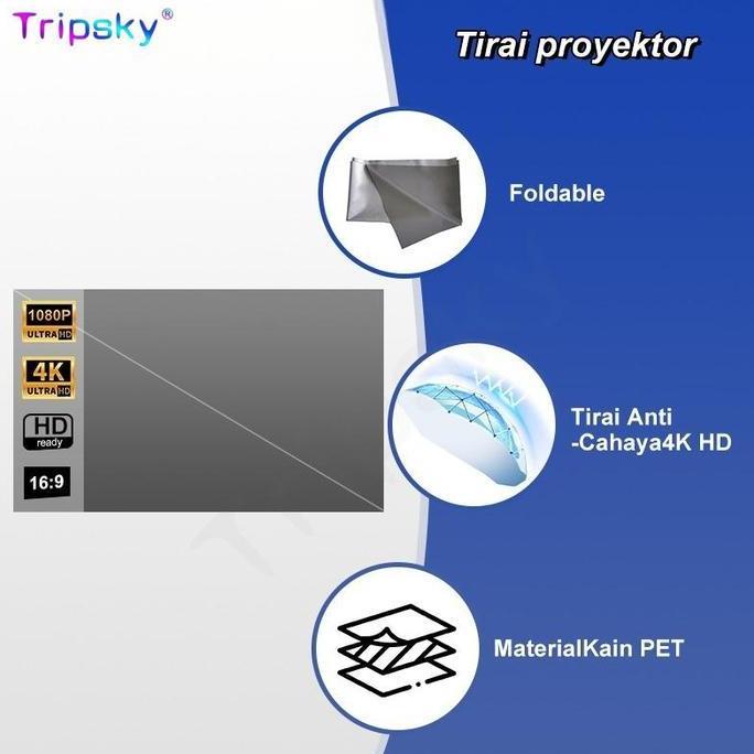 TIRNO_STORE - TRIPSKY PROYEKTOR LAYAR TANCAP, LED PROJECTOR PROYEKTOR MINI UNTUK MENGAJAR NONTON FIL