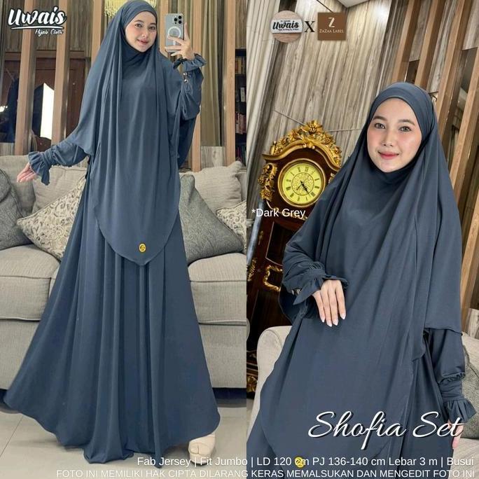 Idham_Bestt - Shofia Set By Uwais Gamis Set Khimar Jersey Gamis Jersey Adem Gamis Terbaru Syari Mewa