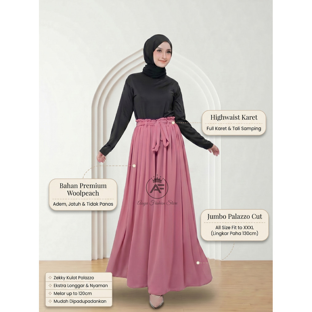 Celana Kerja Kulot Palazzo Jumbo Ceruty Premium Highwaist Office Look Hijab