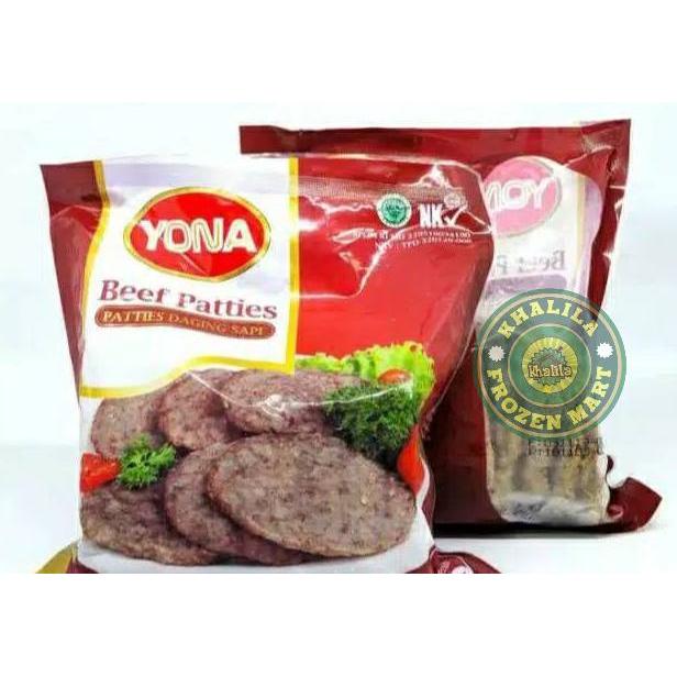 Terbaru BEEF PATTIES YONA KEMASAN 500 GRAM ISI 10 BURGER DAGING SAPI