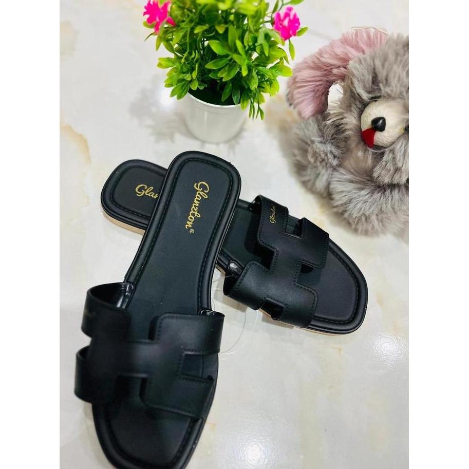 BELANJA SEKARANG Sandal Selop Glanzton Wanita Karet Model H Gliter Sendal Slop Glanzton Cewek Jelly 