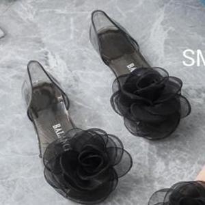 FLASH SALE Sepatu Sandal Wanita karet Jelly Import BALANCE Motif Bening Bunga PVC / 186-A FLASH SALE