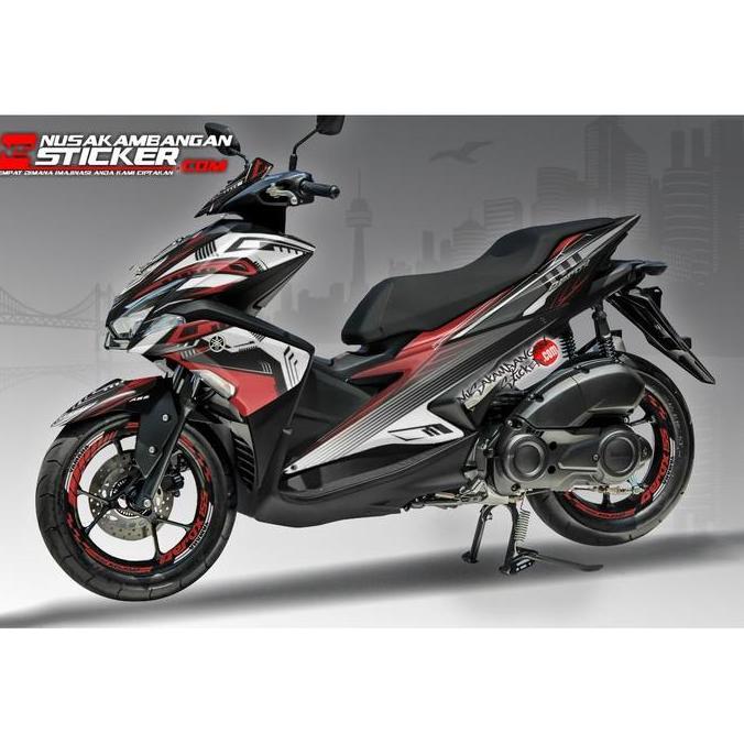 Decal Motor Sticker Motor Yamaha Aerox 155 Merah Grafis Putih