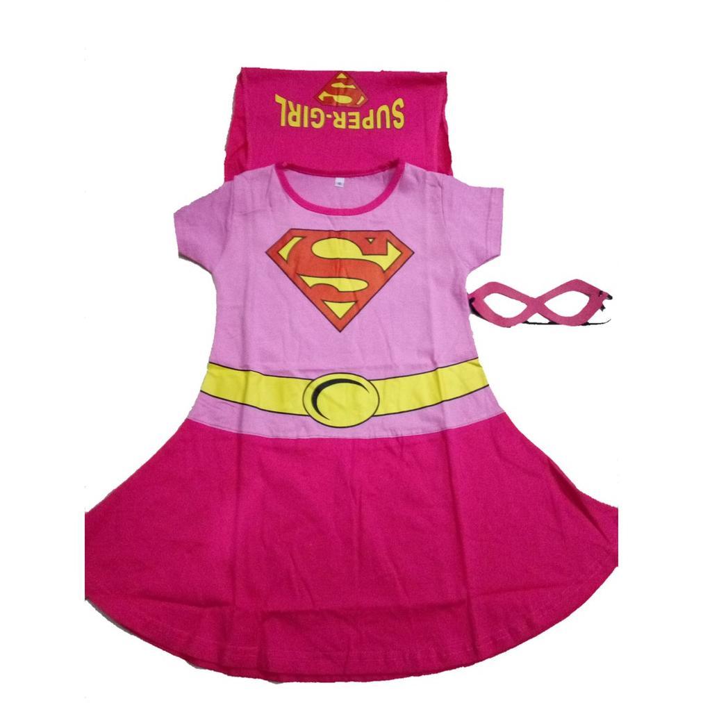 Dress Supergirl kostum anak perempuan Supergirl Pink free topeng