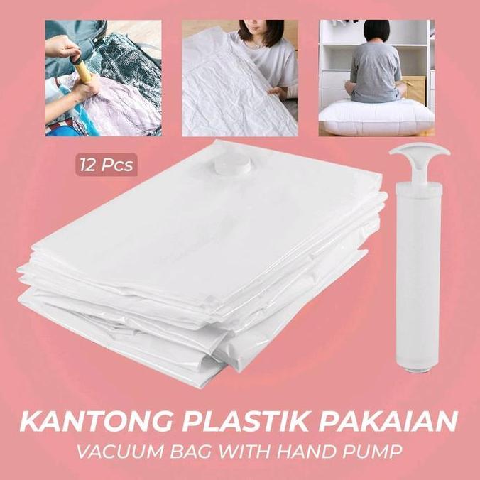 NEW Kantong Plastik Pakaian Vacuum Compression Bag 12PCS - WH021
