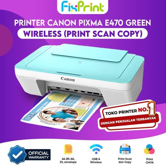 B1baylamon - Printer PIXMA Canon E470 Green Hijau MG2570S Multifungsi All In One 3 in 1 Printer E470