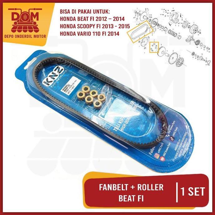 TERMURAH - Fanbelt + Roller Beat Fi (KENZIE) Tali Kipas Vanbel V-belt Vanbelt Set Paket Roler Motor 