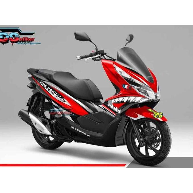 Decal Sticker Honda Pcx Lokal hitam Merah shark