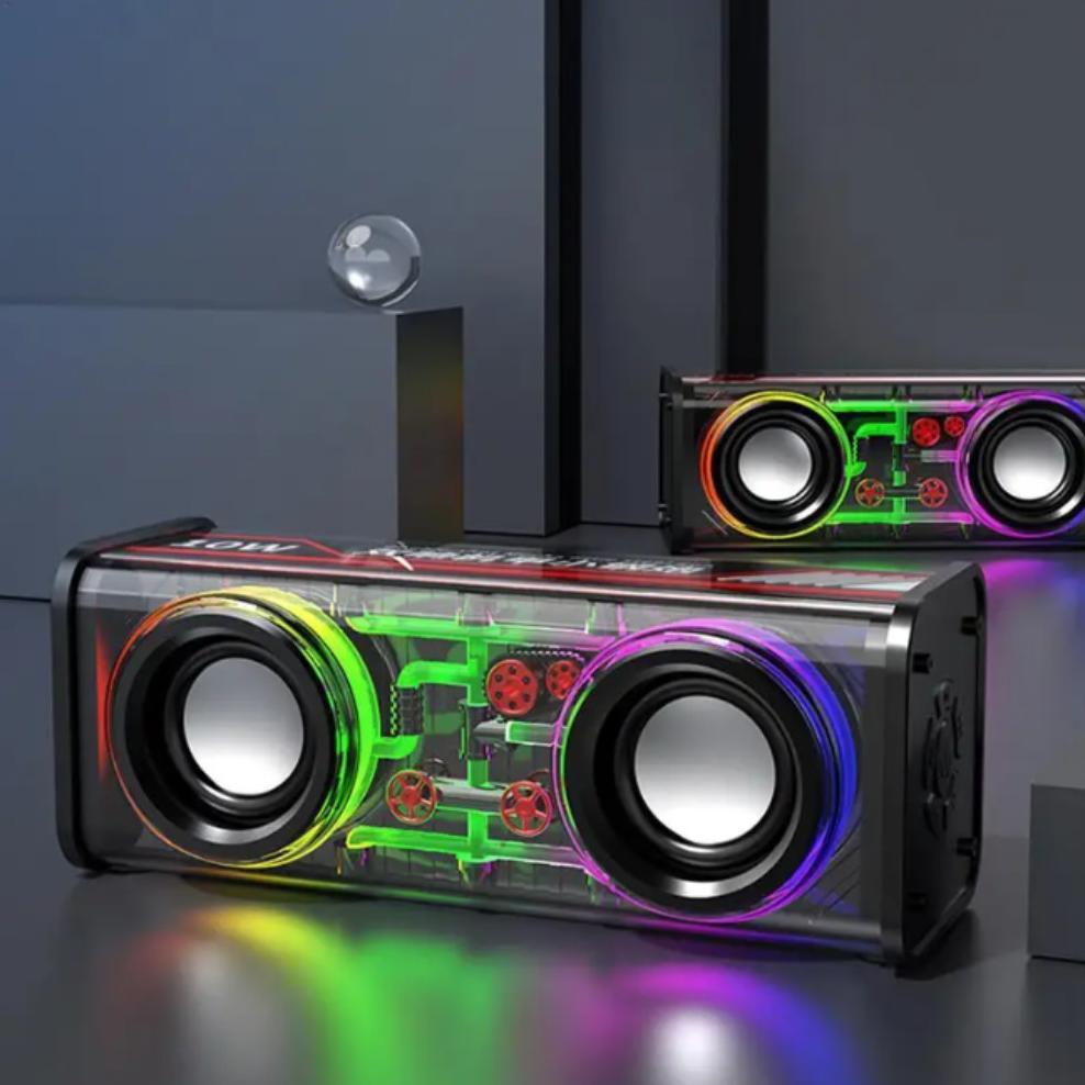 cuci gudang portable v8 boombox wireless stereo surround bluetooth speakers soundbar tws rgb lights 