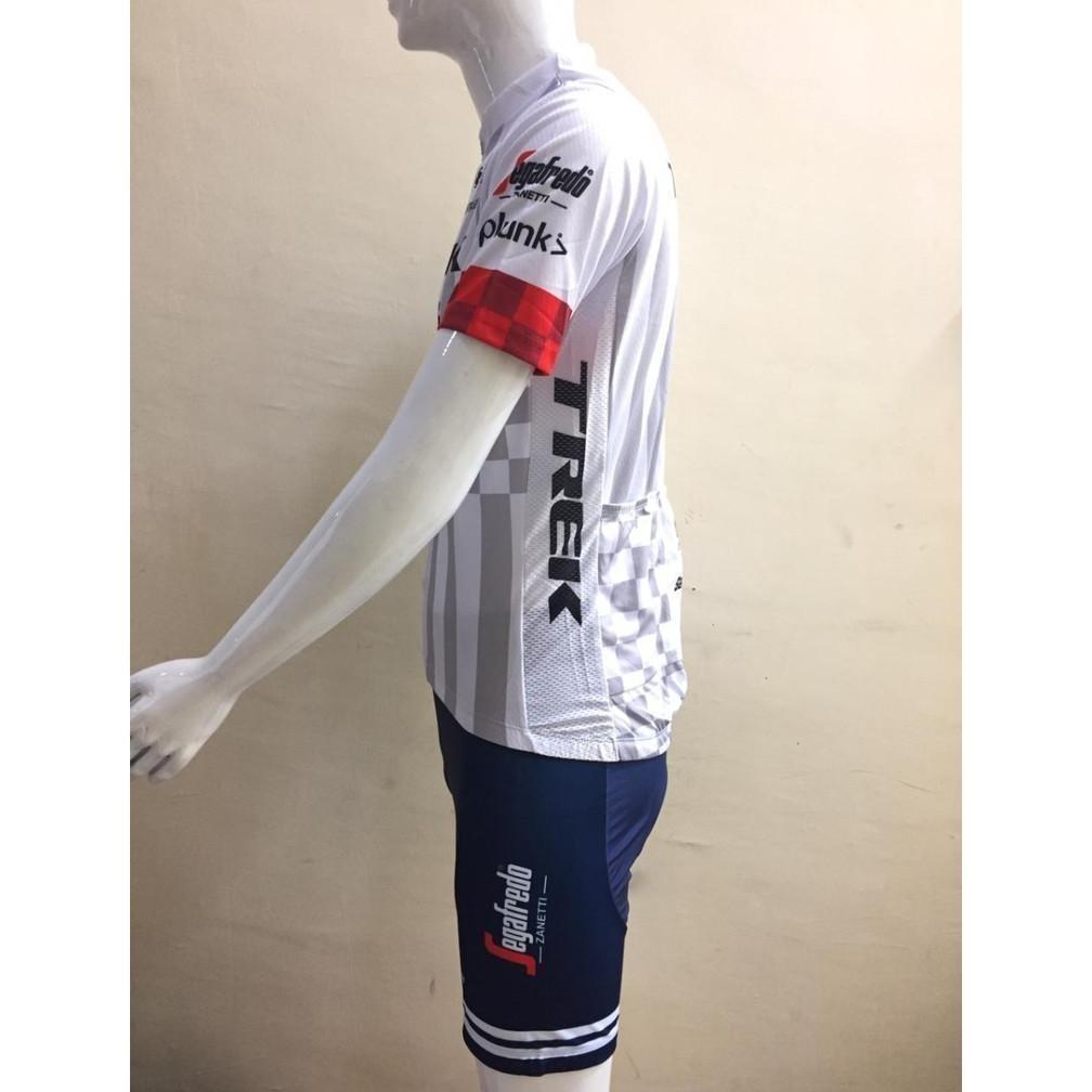 TERBARU Baju Sepeda Pria Jersey Setelan Set Celana Trek Putih Padding Gowes Olahraga