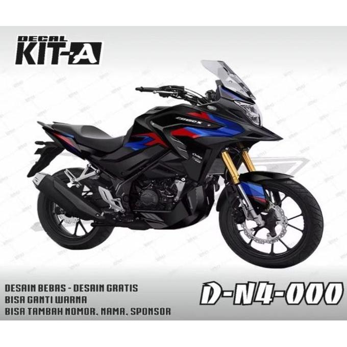 Decal CB 150X full body terbaru MOTIF hitam kombinasi MERAH BIRU D-N4-004