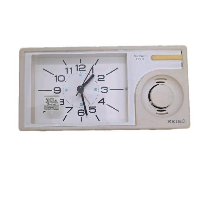 Seiko Jam Meja Clock Beker Weker QHP004W QHP004 W Putih Alarm Bunyi Bel