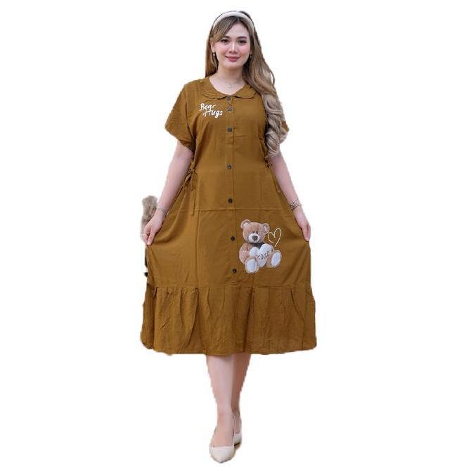 Saveramanggala - Daster Busui  Kancing Karakter LD 110 dan ld 105 PJ 115 Rayon Tebal Wanita Dress Ti