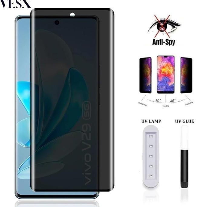 UV Tempered Glass Anti Spy Privacy Curved Anti Gores Kaca Screen Guard Layar untuk Itel S23 PLUS