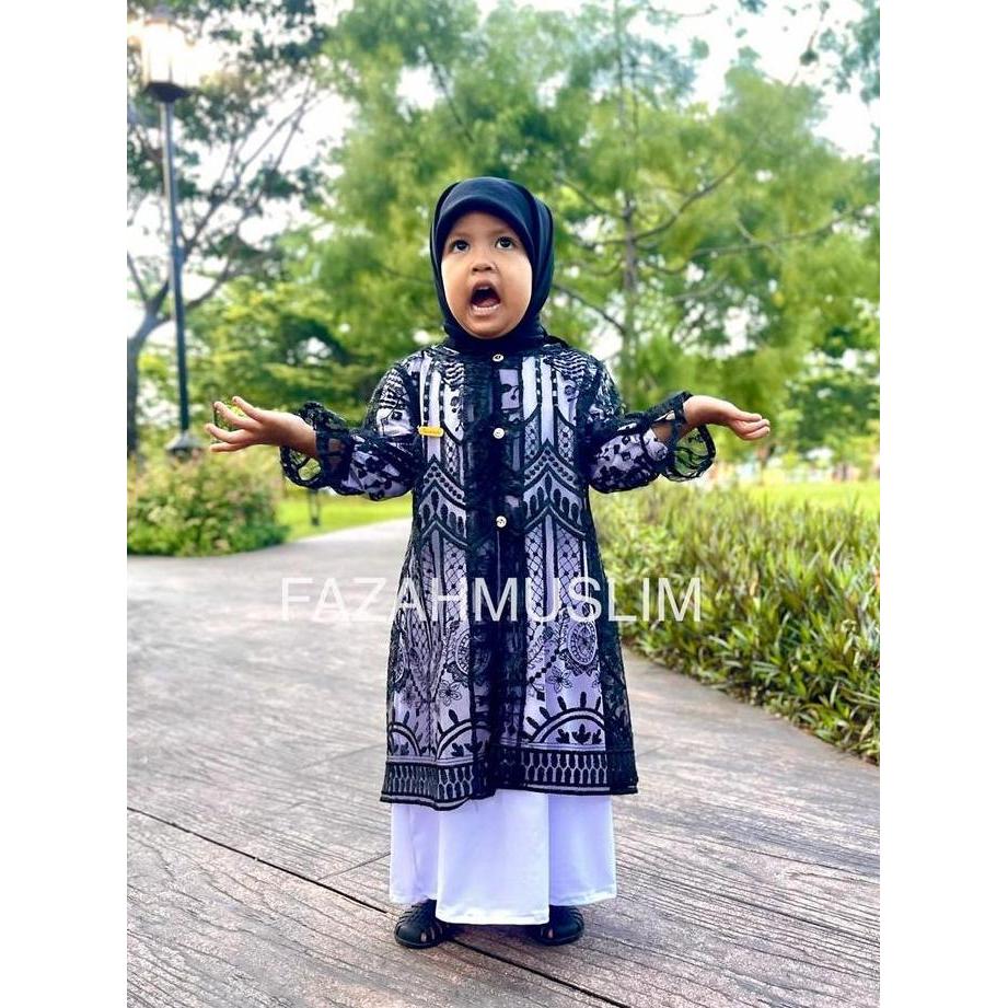 Okeajalah- Gamis Anak Set Outer Brukat Tile Pesta Syari Baju Muslim Anak Tunik Set Inner Dress Dan O