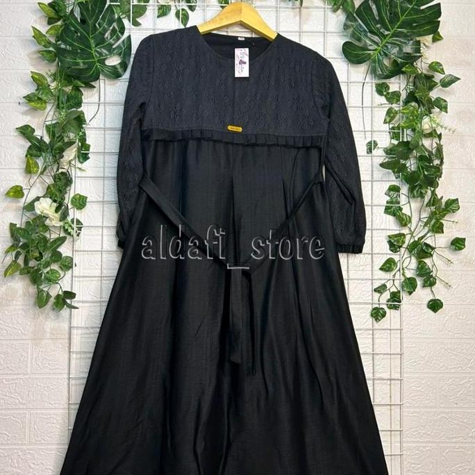 Okeajalah- Almira Dress Rempel Dada/Gamis Anak Almira/Gamis Linen Tanggung Remaja