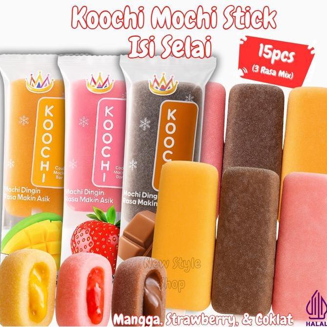 Perkakaskue- Koochi Mochi Stick 14+1 Gratis /  Mochi Viral Rasa Cokelat Strawberry Mangga / Mochi Le