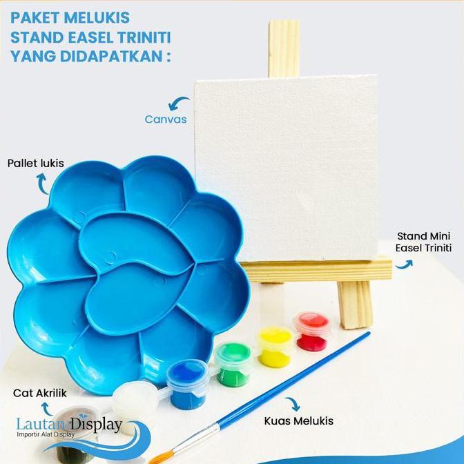 Cod,Bisa- Alat Lukis Lengkap 1 Paket Alat Melukis Anak (Cat Lukis Kanvas Kuas Palet) Paket Lukis Ana