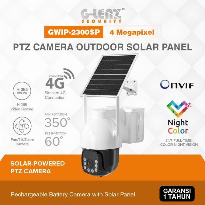 Lengkap,Cod,Bisa- Glenz Cctv Outdoor Sim Card 4G Gwip 300 - Sp 4Mp | Camera Smart Cctv Ptz Full Colo