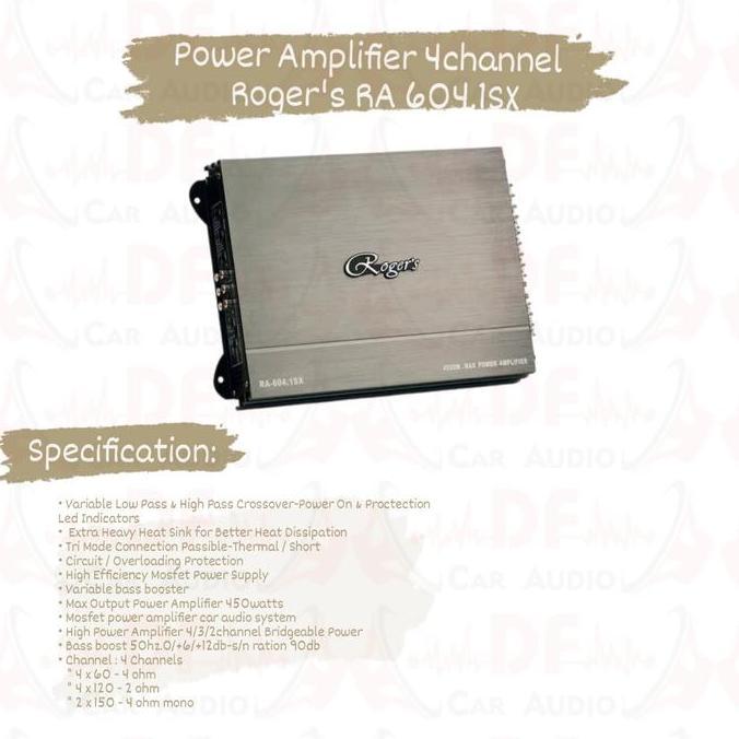 Power Amplifier 4 Channel Roger's RA 604.1 SX