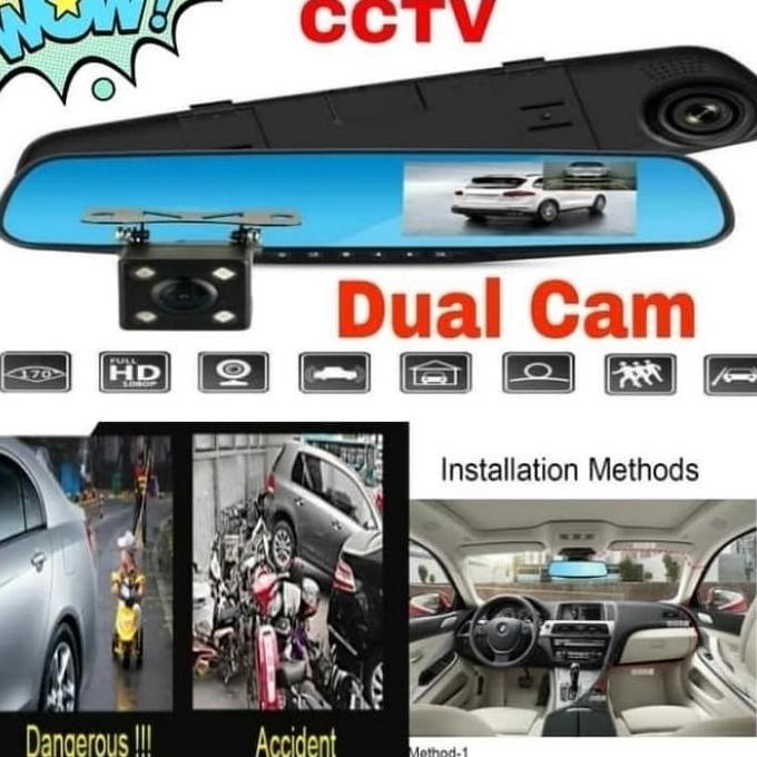 KAMERA CCTV MOBIL CAR DVR FULL HD KACA SPION TENGAH MOBIL DUAL CAM