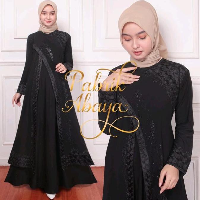 Shukyo- Gamis Abaya Turkey 5051 Bordir Payet By Pabrik Abaya Ceruty Muslim Nita Hitam Arab Turki Max