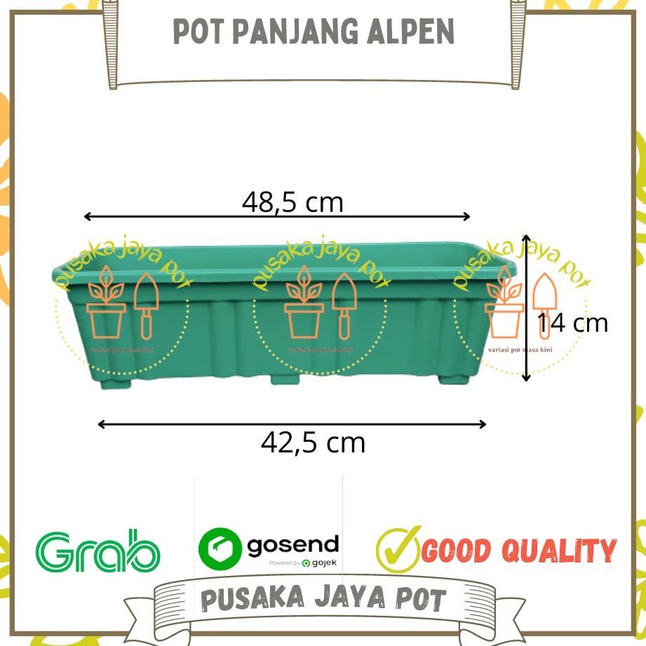 Promo Cod Pot Panjang Alpen 50+Tatakan Putih Hitam Hijau Coklat Merah Bata Pot Bunga Segi Panjang 50