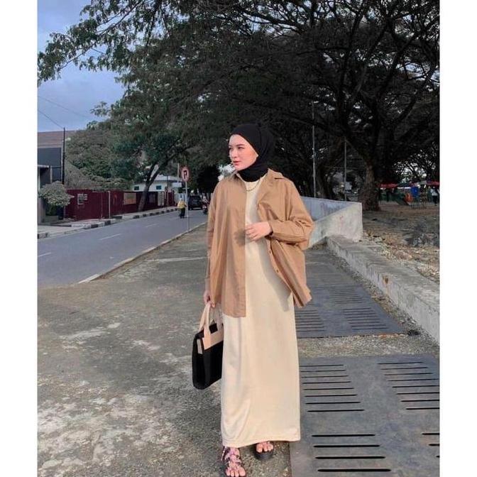 Shukyo- Inner Manset Gamis Lengan Panjang Dalaman Kaftan Inner Dress Muslim - Spandek Jersey Soft - 
