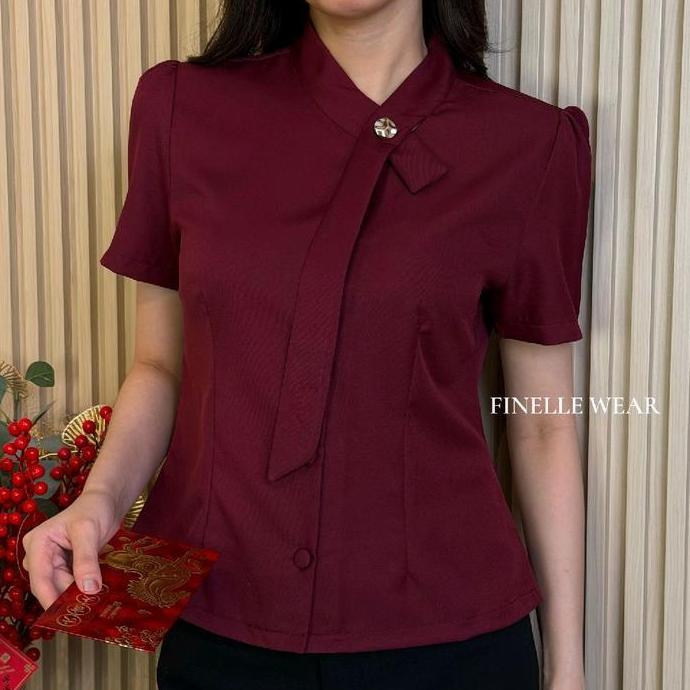 Daisy Atasan Cotton Top Blouse - Finellewear - Atasan Kerah Shanghai Lengan Pendek Wanita Terbaru 