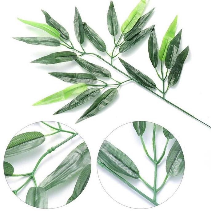 Tokoro- Daun Bambu Kain 1 Lusin / Plastik / Dekoran / Artifcial / Dekorasi Pelaminan / Kain/ Hiasan 