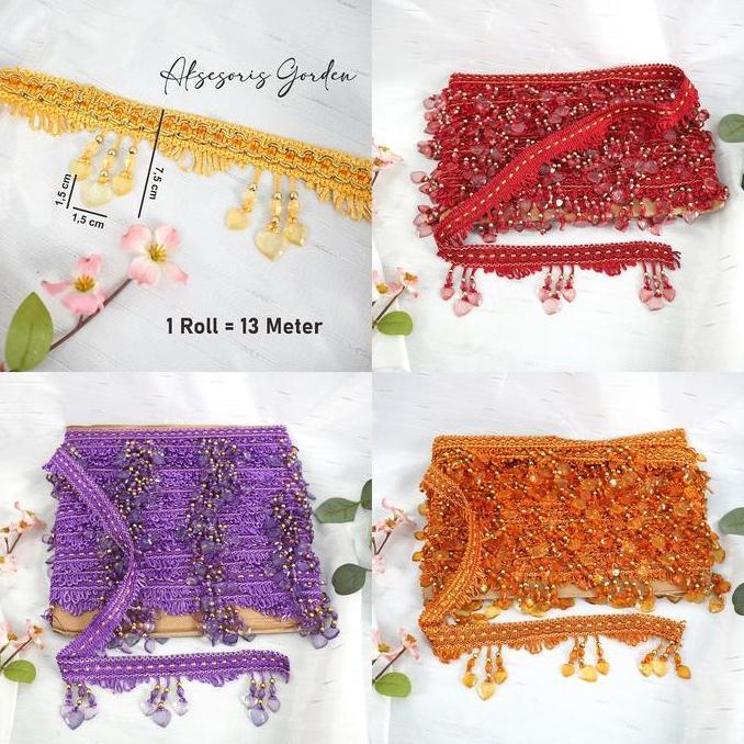 TERLARIS RENDA 3 HATI GORDEN CRYSTAL/RENDA GORDEN 13 M PER ROLL