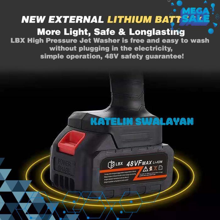 SET ALAT CUCI MOBIL PORTABLE JET WASHER WATER SPRAY CORDLESS LBX TERMURAH