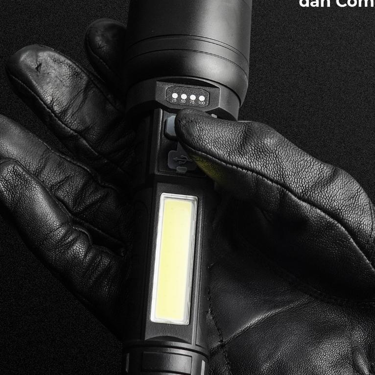 Suksestech Senter Zoom In Out Led Cob 4 Mode Charging Flashlight Waterproof T058