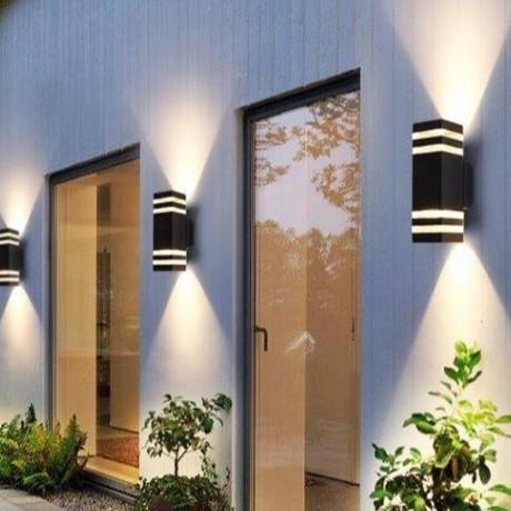 Kap Lampu Dinding Teras Pagar Kotak 2 Arah / Lampu Hias Dinding Halaman Teras Outdoor Taman