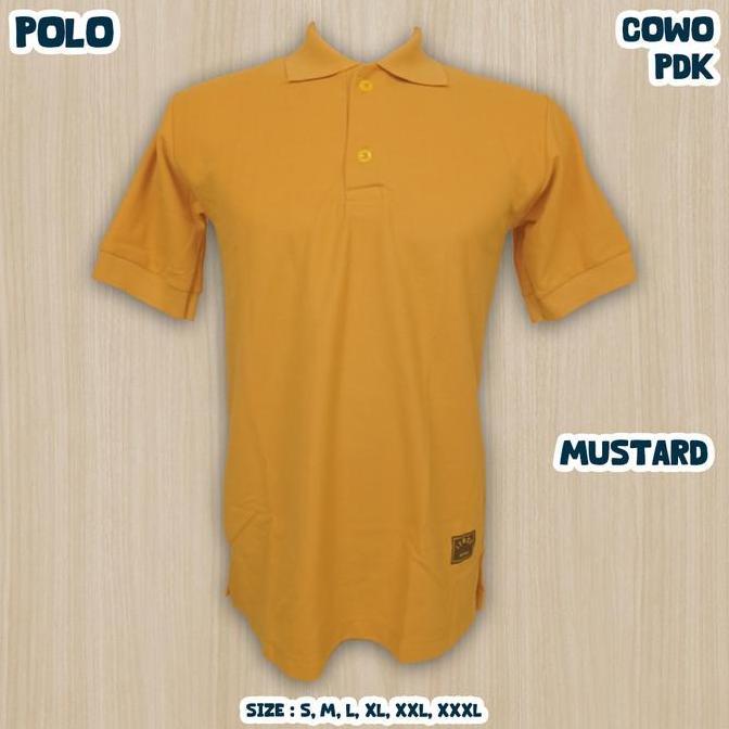 S-XXXXL Kaos Polos Krah Couple Tunik Muslimah POLO Mustard/Seagam Kerja/Reuni/Senam