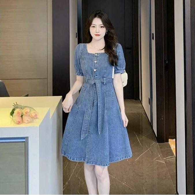 DRESS JEANS WANITA LENGAN PENDEK MODEL