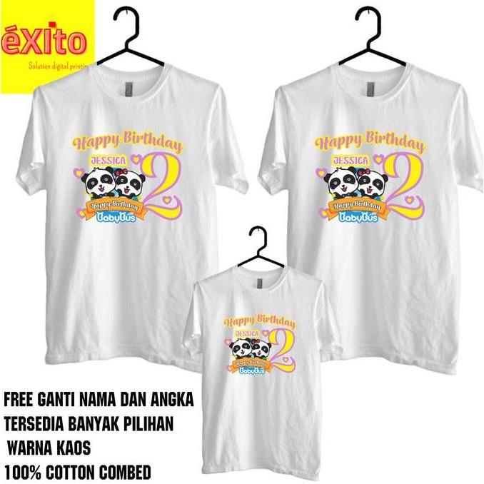 Kaos Ulang Tahun Couple Family Tema Babybus- Free Ganti Angka dan Nama