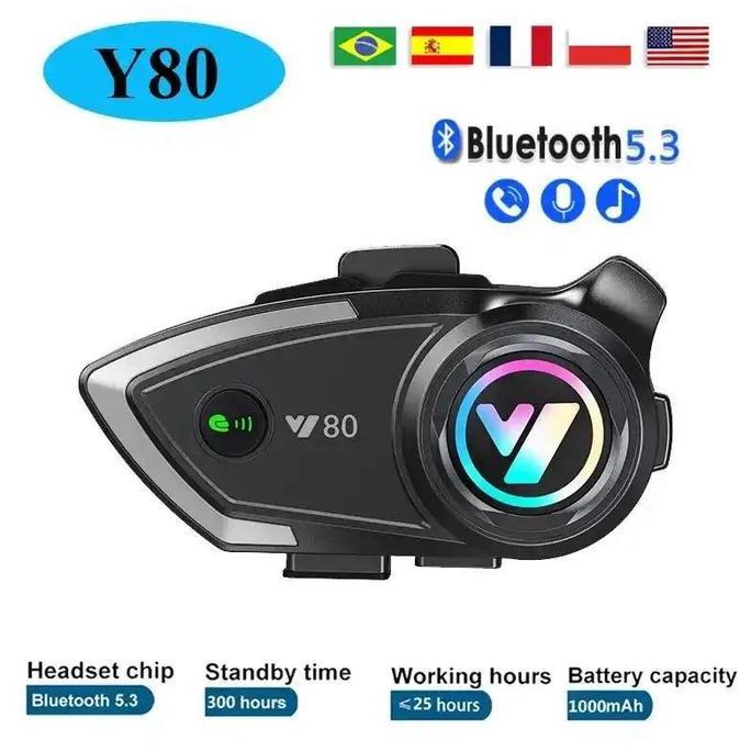 Y80 Headset Bluetooth Helm Motor 5.3 Tahan Air Water Resist Ip67 Full Half Face